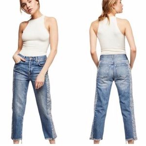 Free People We the Free Aztec Side Panel denim cropped high rise jean 29